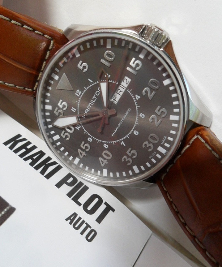 46 mm S/S Men’s Hamilton Khaki Pilot 25 Jewel Swiss Automatic Watch H647150 Runs