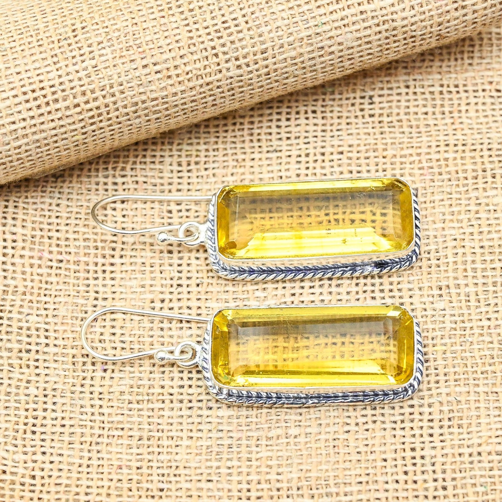 Citrine Gemstone Handmade 925 Sterling Silver Jewelry Earring