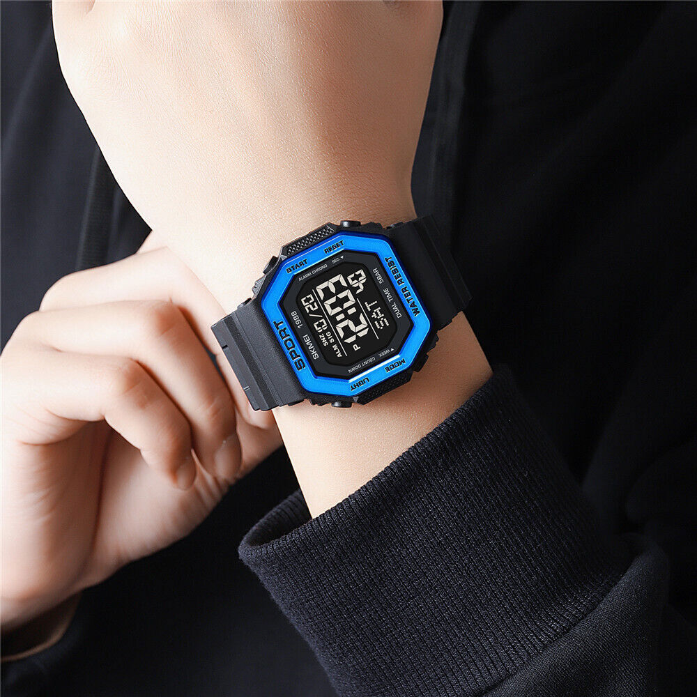 SKMEI Men Watch Rectangle Sport Watches Students Boy LED Date Digital Wristwatch