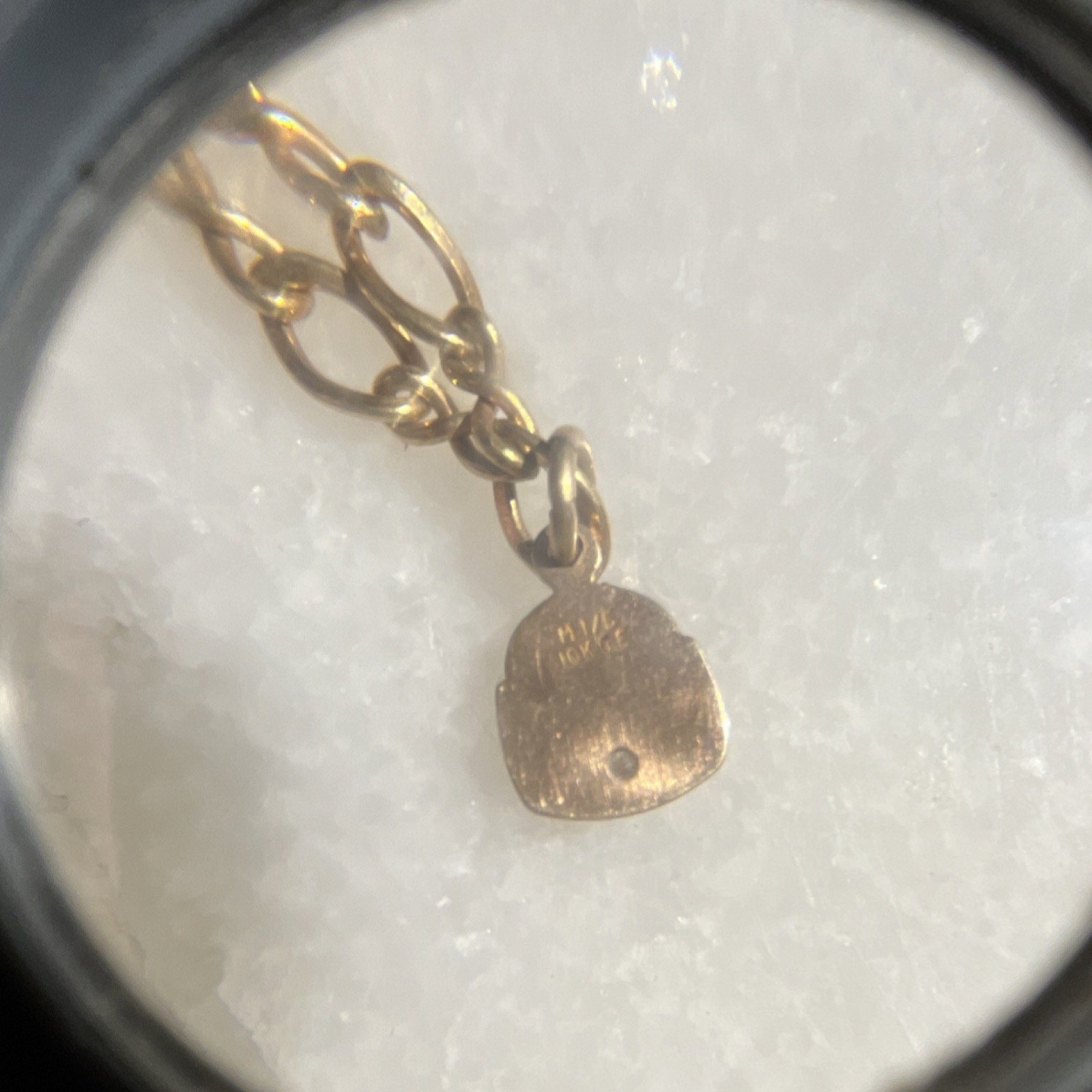 M1/5 10k GE Gold Dangle Charm Oval Link Chain Bracelet Vintage Fine Jewelry