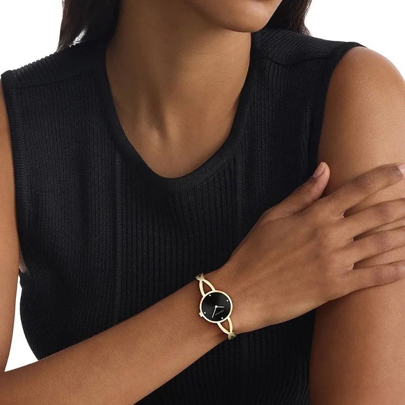 Calvin Klein Women’s Sculpted Embrace Crystal Accent Stainless Steel Bracelet…