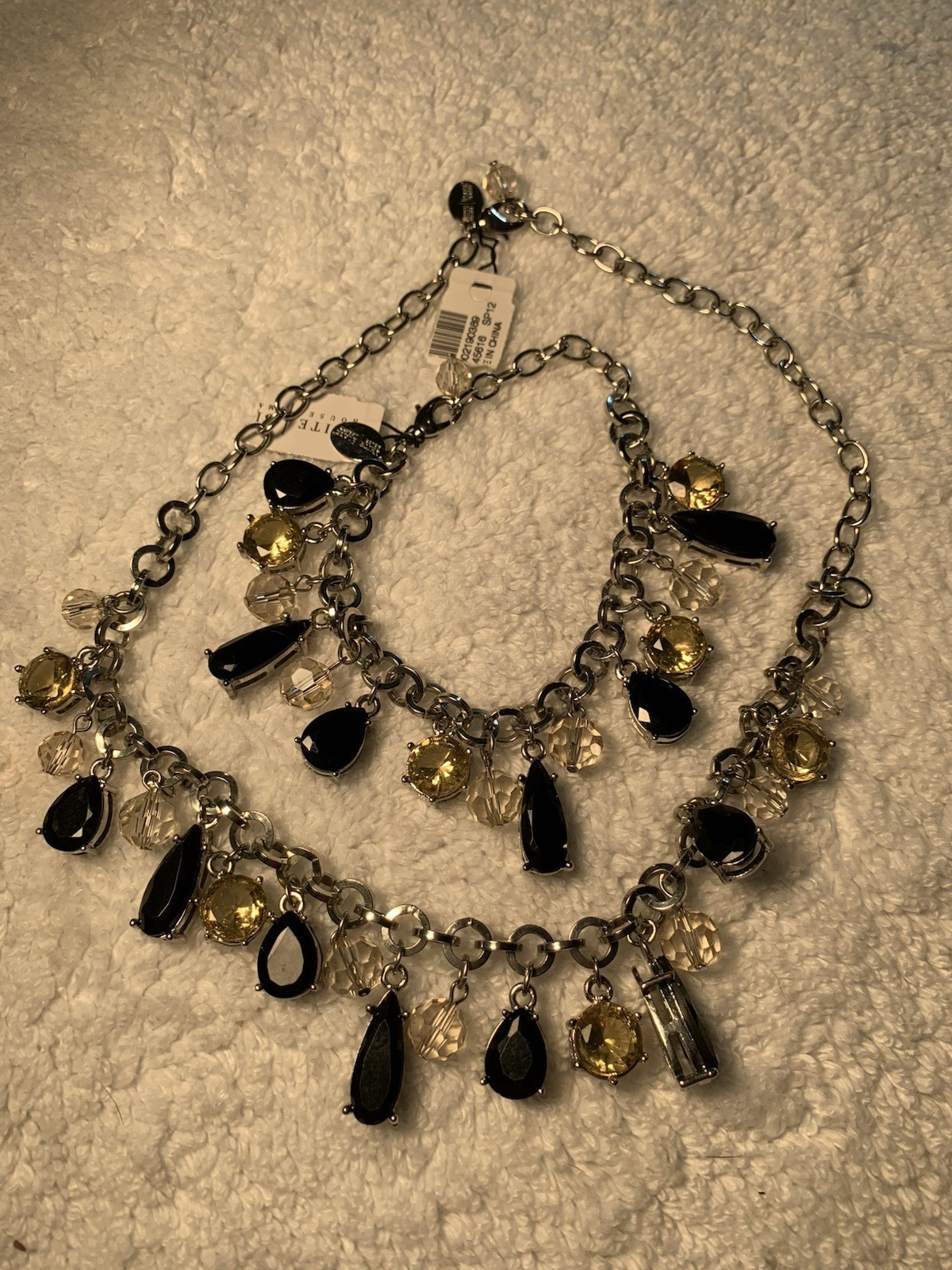 WHITE HOUSE BLACK MARKET Black Yellow & White Charm Necklace & Bracelet Set NWT