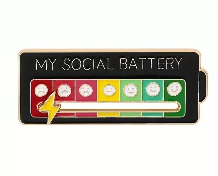 Sliding My Social Battery Enamel Mood Pin for Introverts Extroverts Mood Tracker