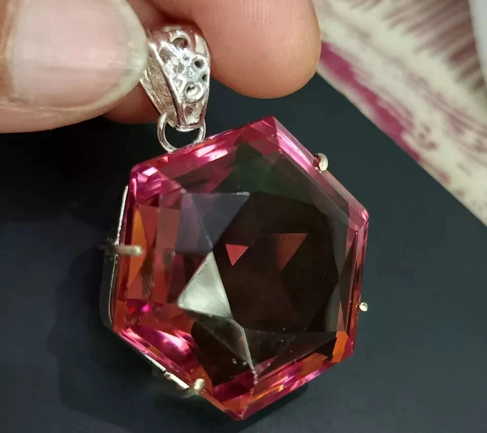 Certified 70.20 Ct+ Natural Zultanite 7 Color Loose Gemstone 925 Silver Pendant