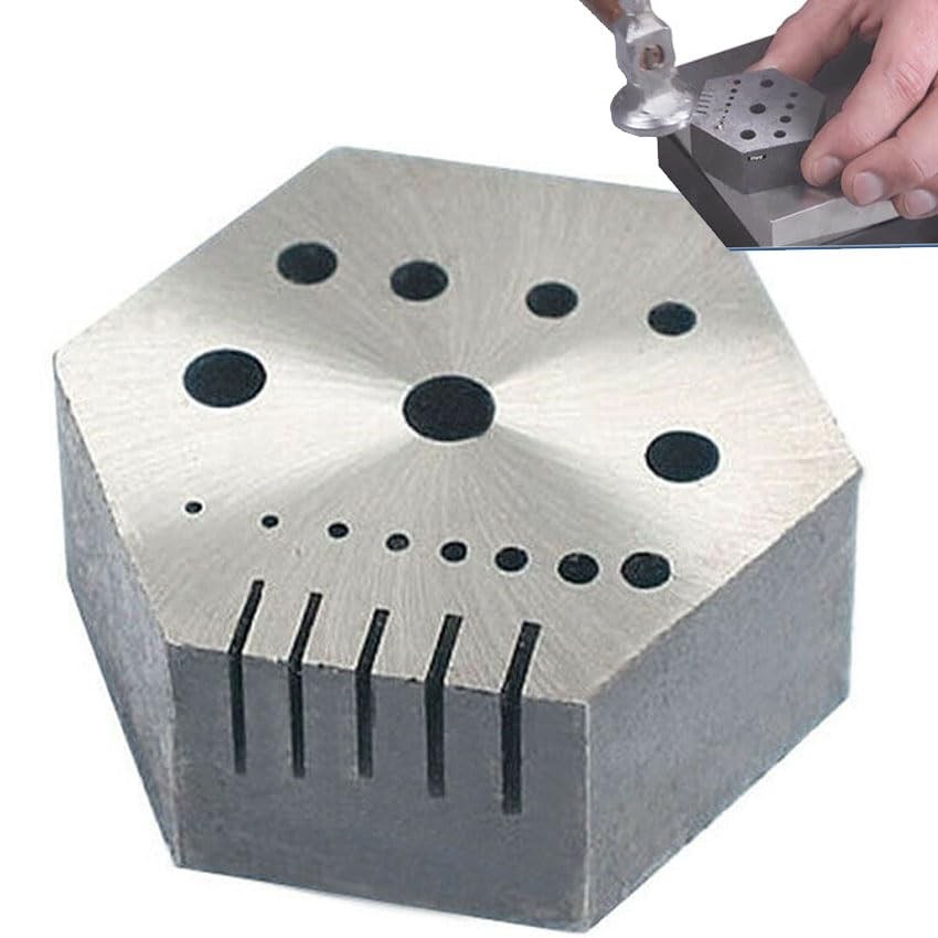 Hexagonal Steel Riveting Anvil Block 7/8″ Thick Multi-Functional Bench Hex Steel