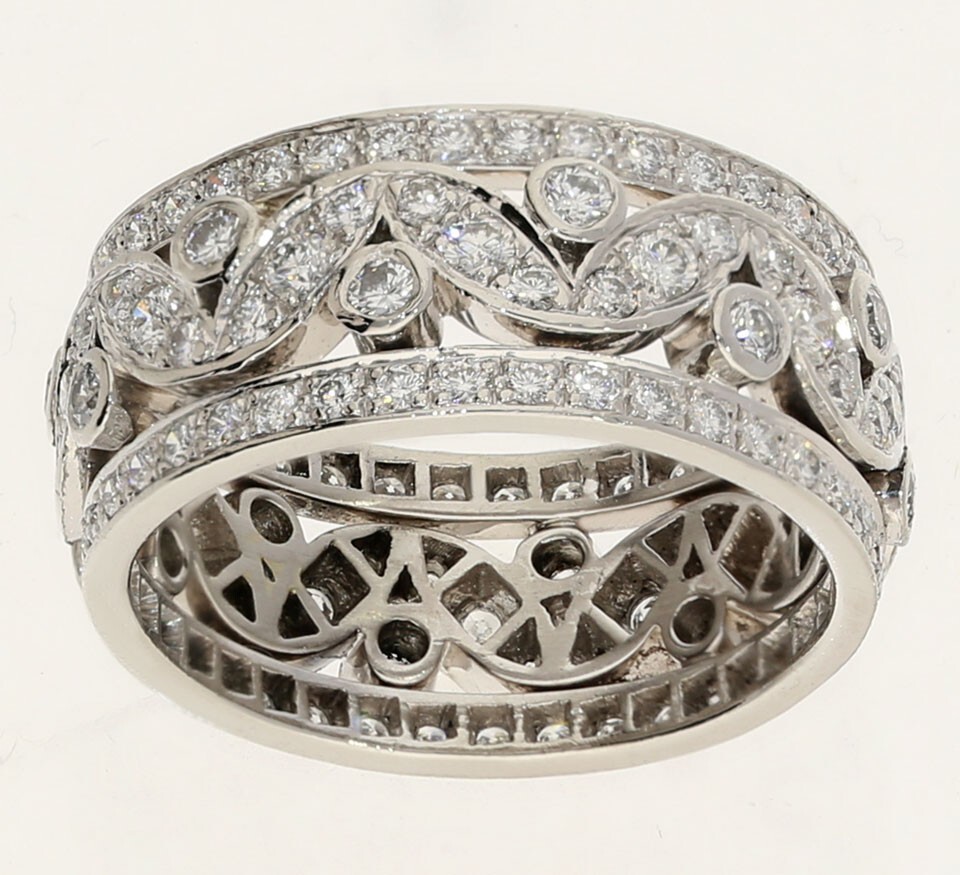 Platinum Diamond Anniversary Wedding Band Ring 2.50CT G Color 9.7MM Size 8