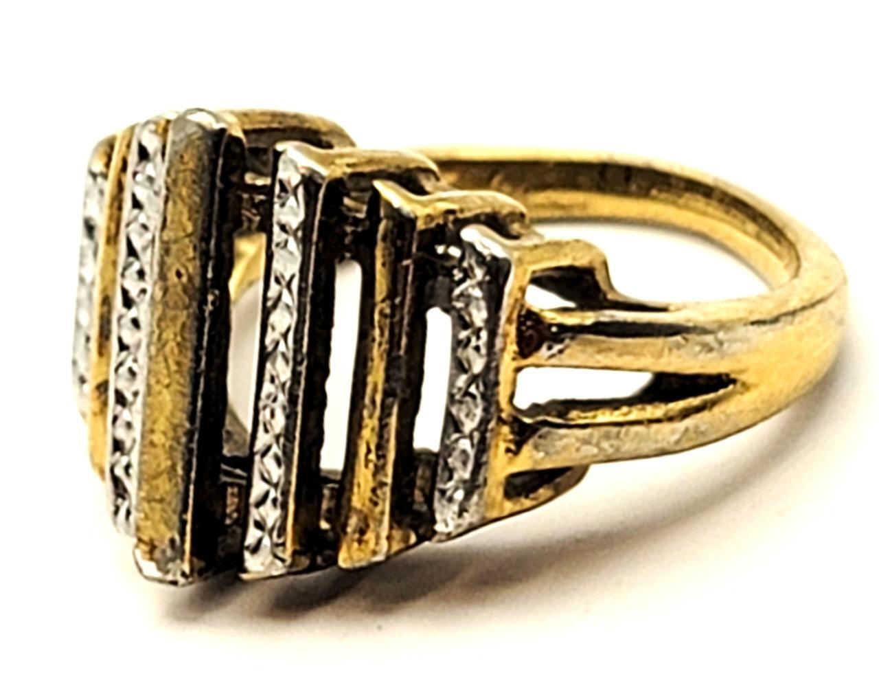 Vintage Stamped 18K GF Silver/Gold tone Ring Size 6