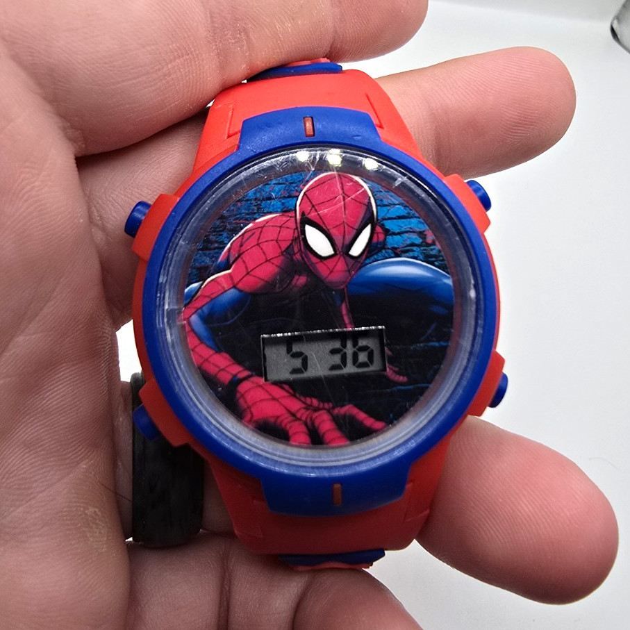 Marvel Spider-Man Accutime Quartz Digital LED Light-Up Watch Red/Blue Plastic