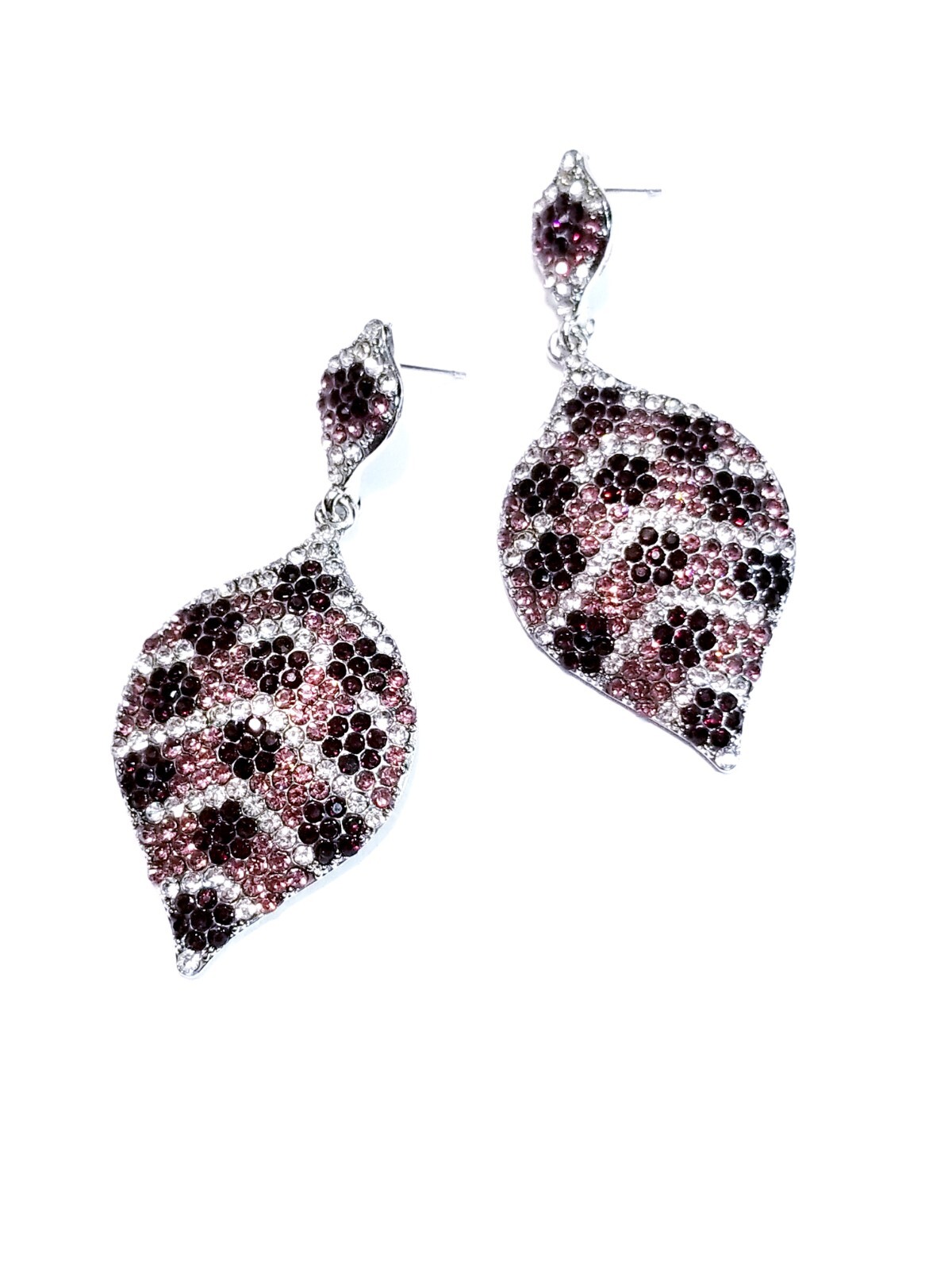 Chandelier Rhinestone Crystal Pageant Bridal Earrings Purple Drop Dangle 2.8 In
