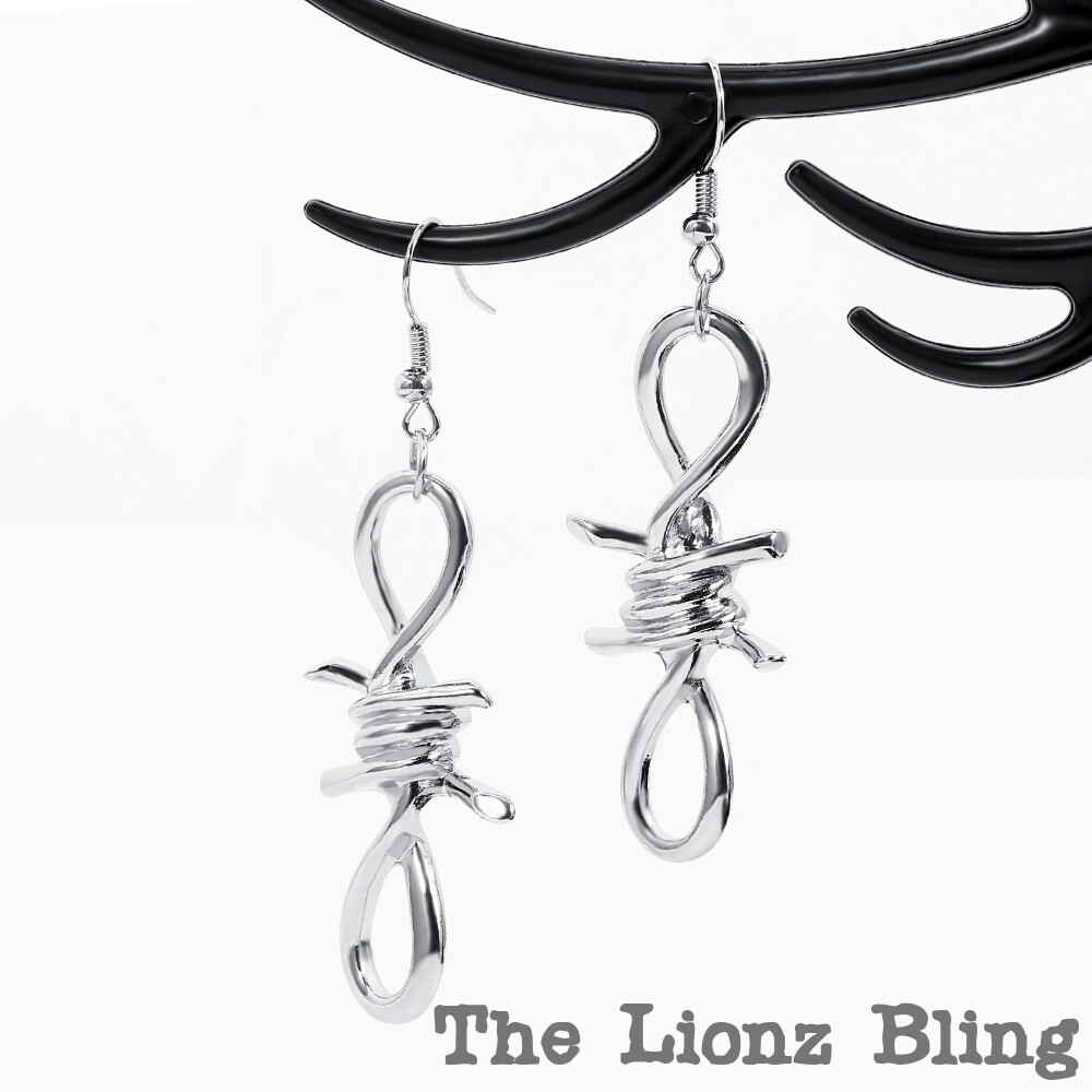 Punk Rock Emo Goth Silver Barbed Wire Chain Necklace – 18 1/2″