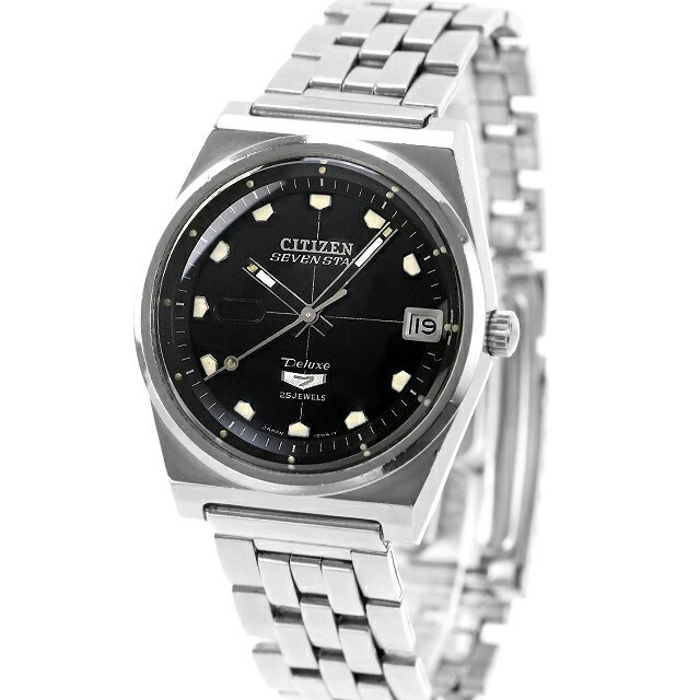 Citizen Seven Star Deluxe 25J Automatic ACSS2939-TA Black Dial Vintage Watch