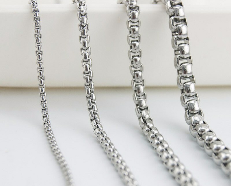 Box Chain Necklace Pure 304 Stainless Steel, Any long Short or Custom Length