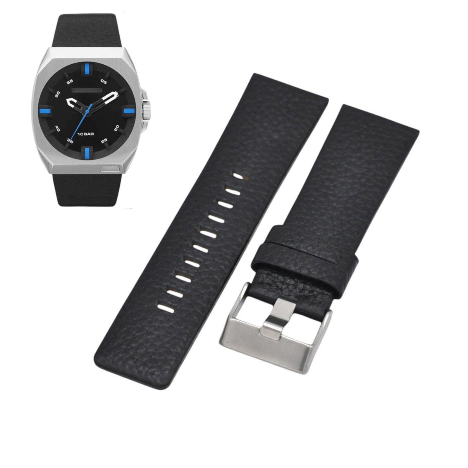 DZ1545 26mm Black Leather Watch Strap For Diesel