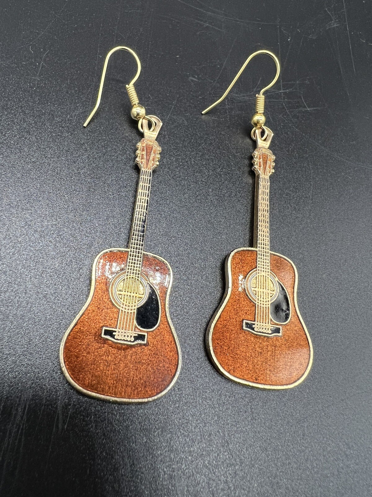 Future Primitive Cloisonne Martin Acoustic Guitar Earrings Rare!
