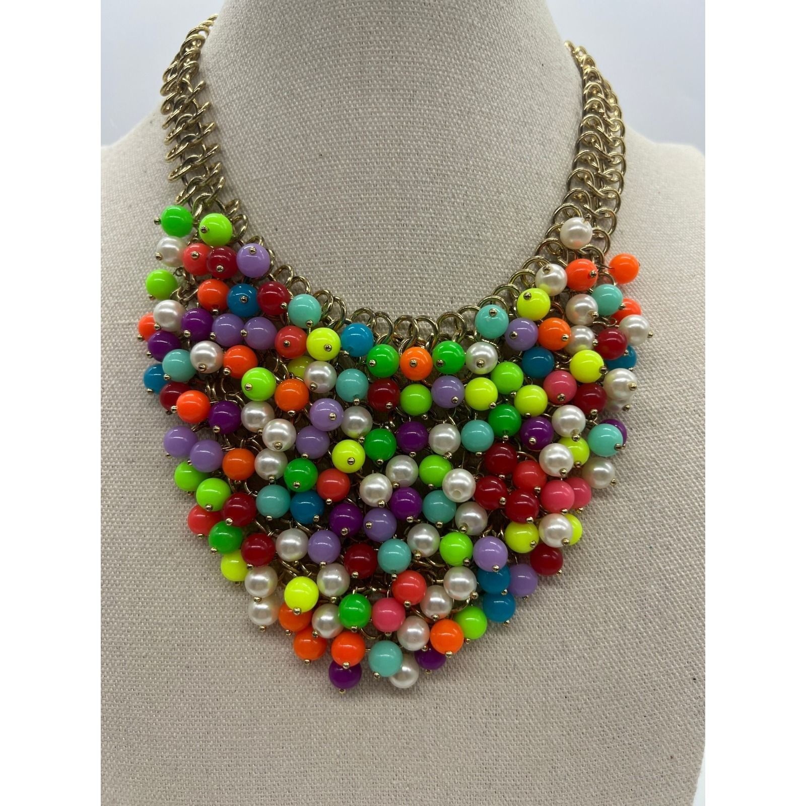 Amrita Singh Colorful Cluster Bib Necklace Neon Dopamine Maximalist