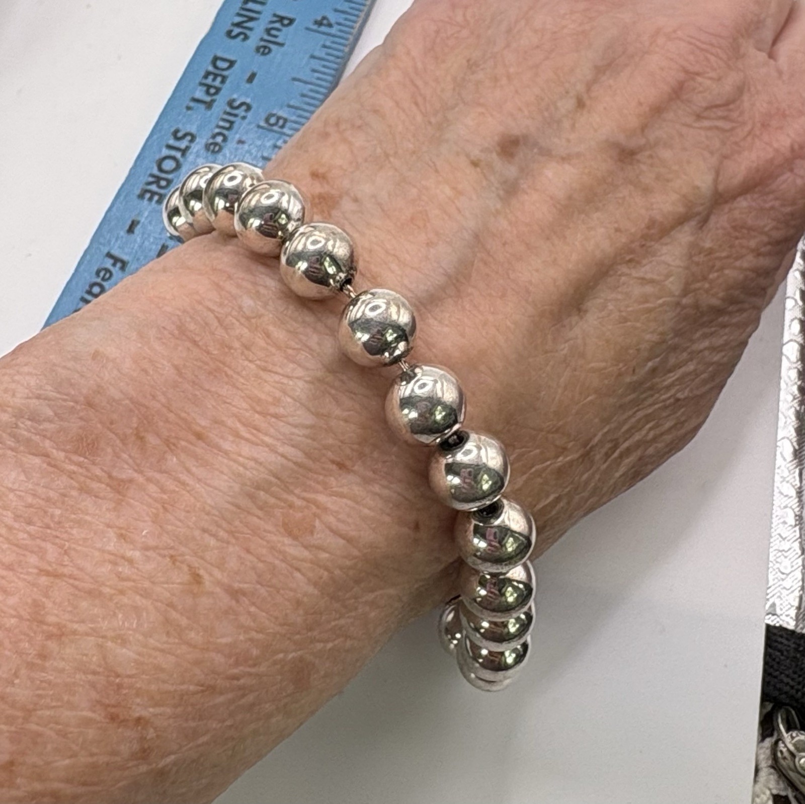 Vintage Sterling Silver 10.8mm Ball Bead Bracelet 7” – 19.72g