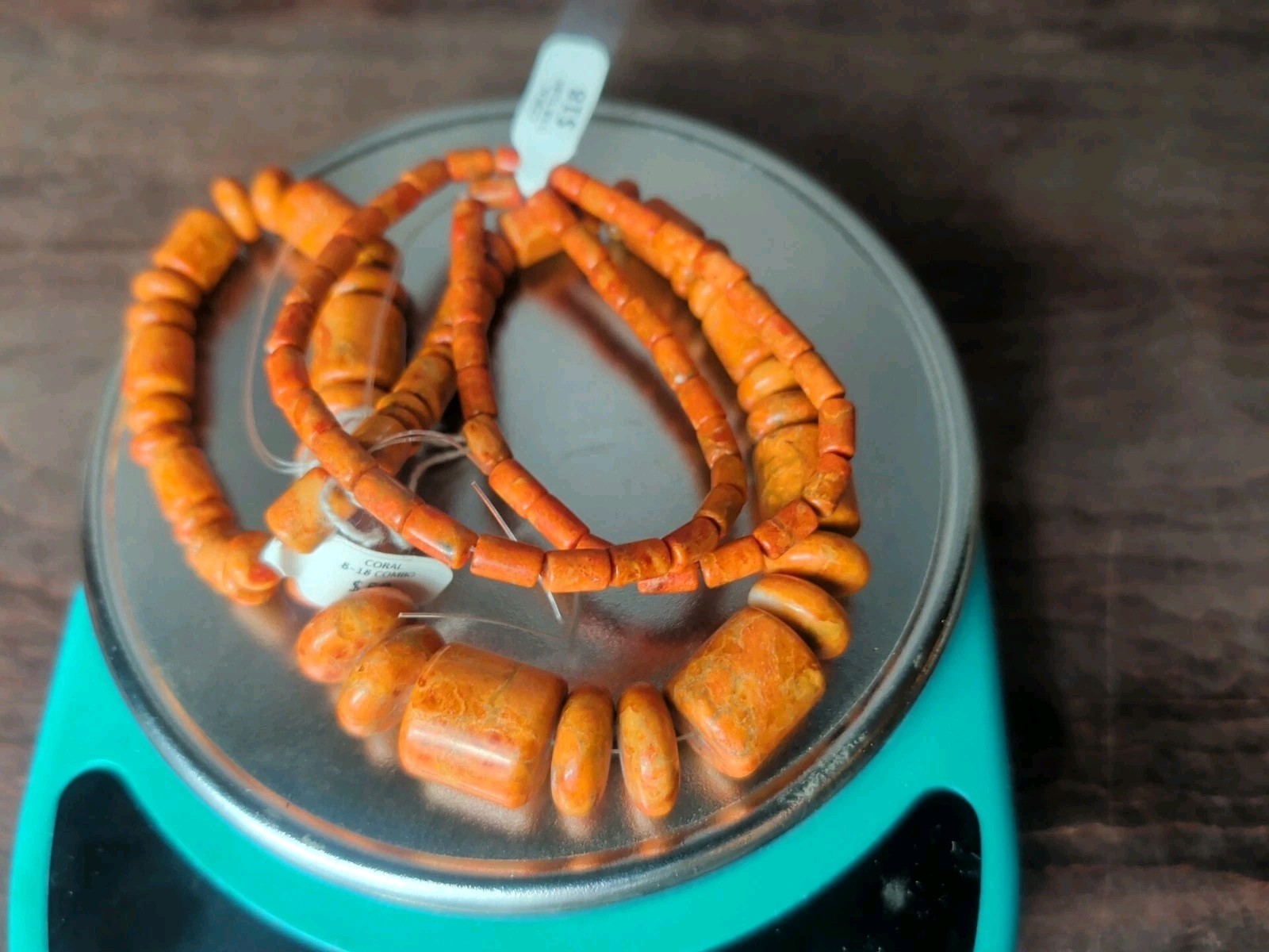 114 G Orange Coral Barrel Bead Sm-Lrg Loose Bead Jewelry Making $68 Retail