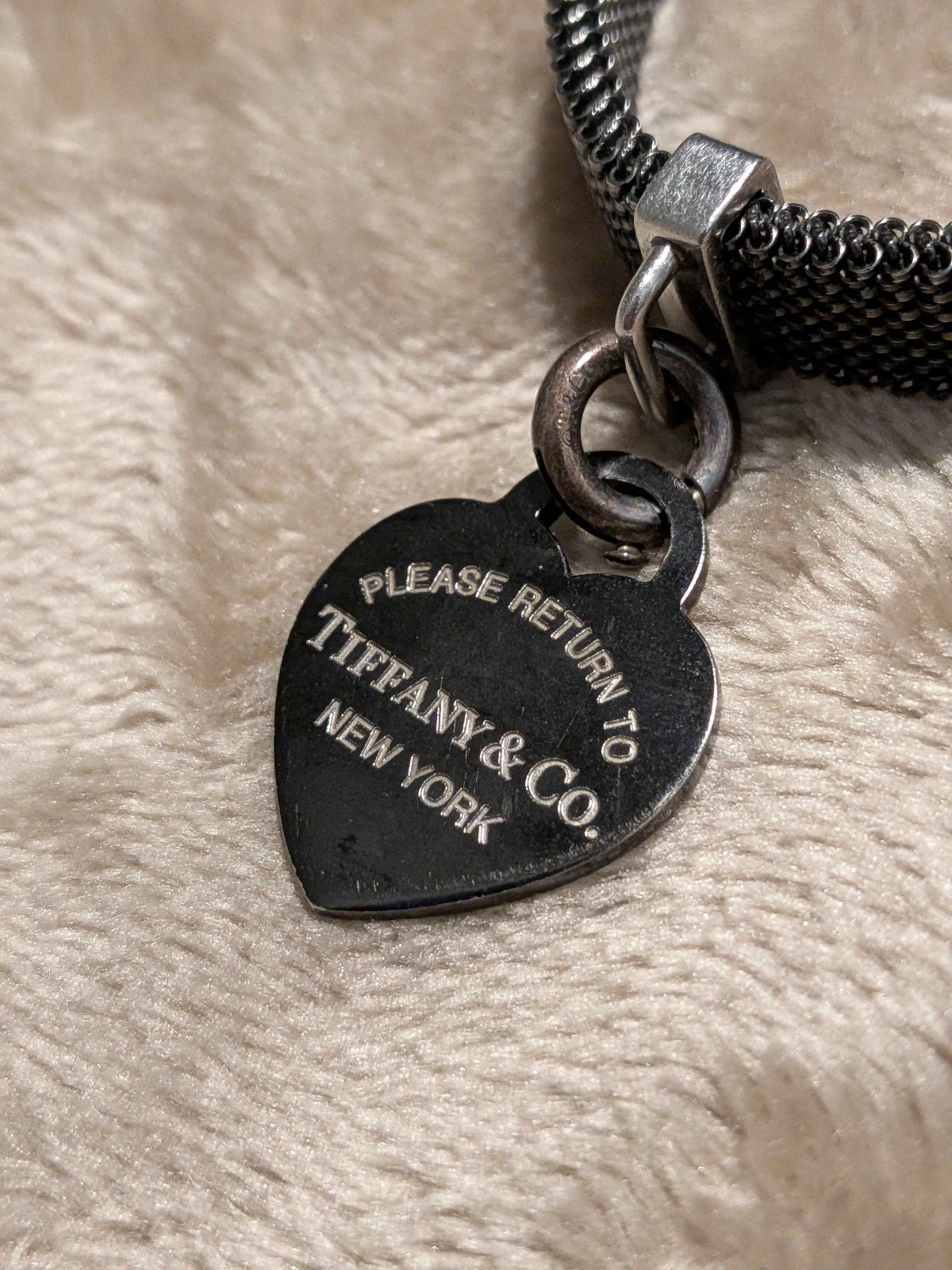 Tiffany and Co Steel Mesh Bracelet w/ Return to Tiffany and Co Titanium Pendant