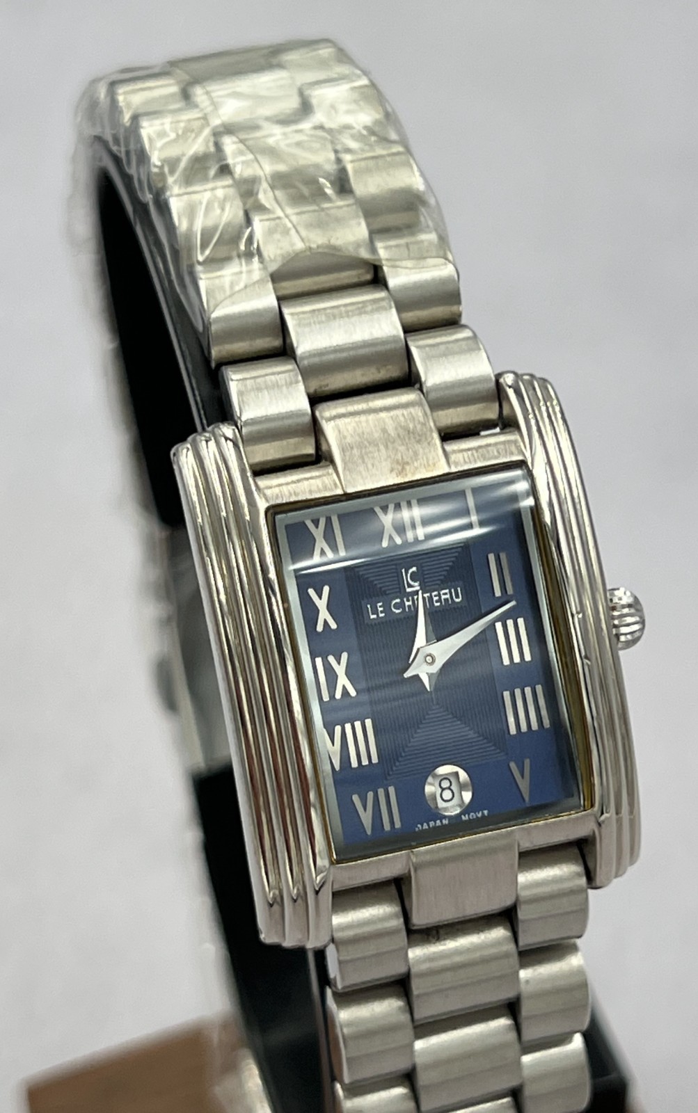 Le Chateau Women’s Blue Dial Watch with Date Indicator, Stainless Steel Band