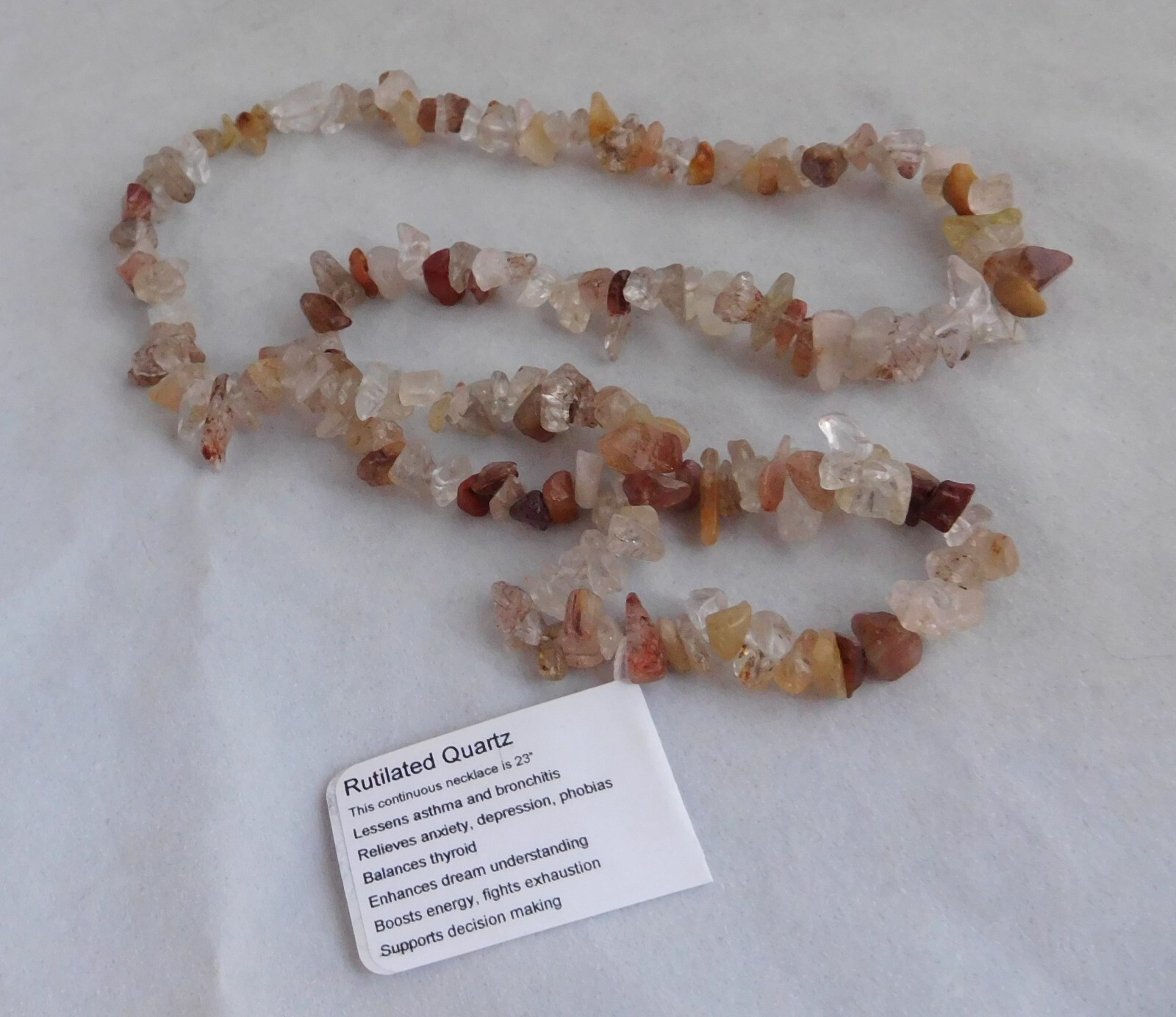 Natural Quartz Chip Necklaces by Healing Light Stones Smoky Rose Clear Snow Mix
