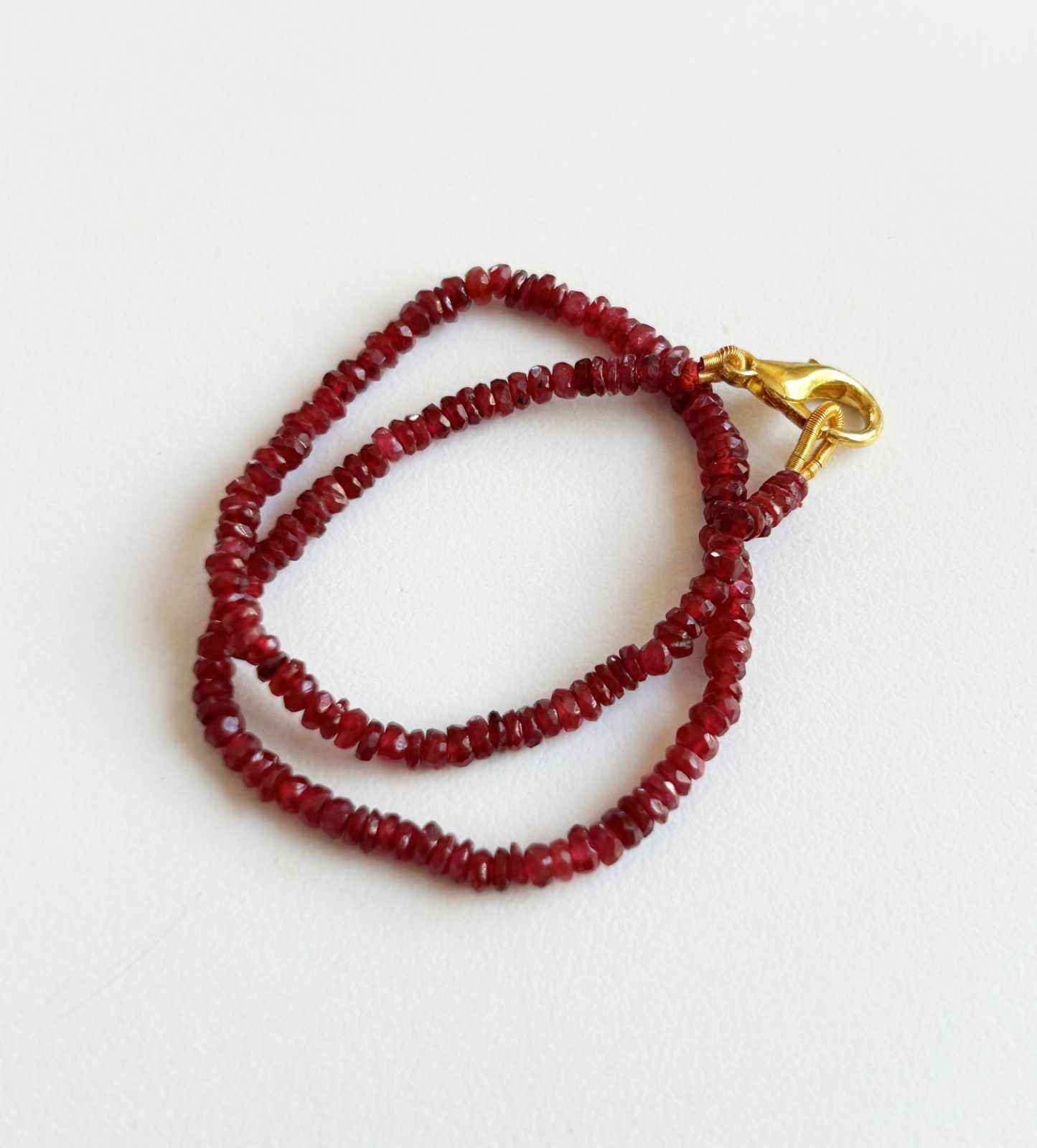 Natural Ruby Hand Bracelet 3 – 3.50 mm Faceted Beads Rondelles Deep Red Ruby