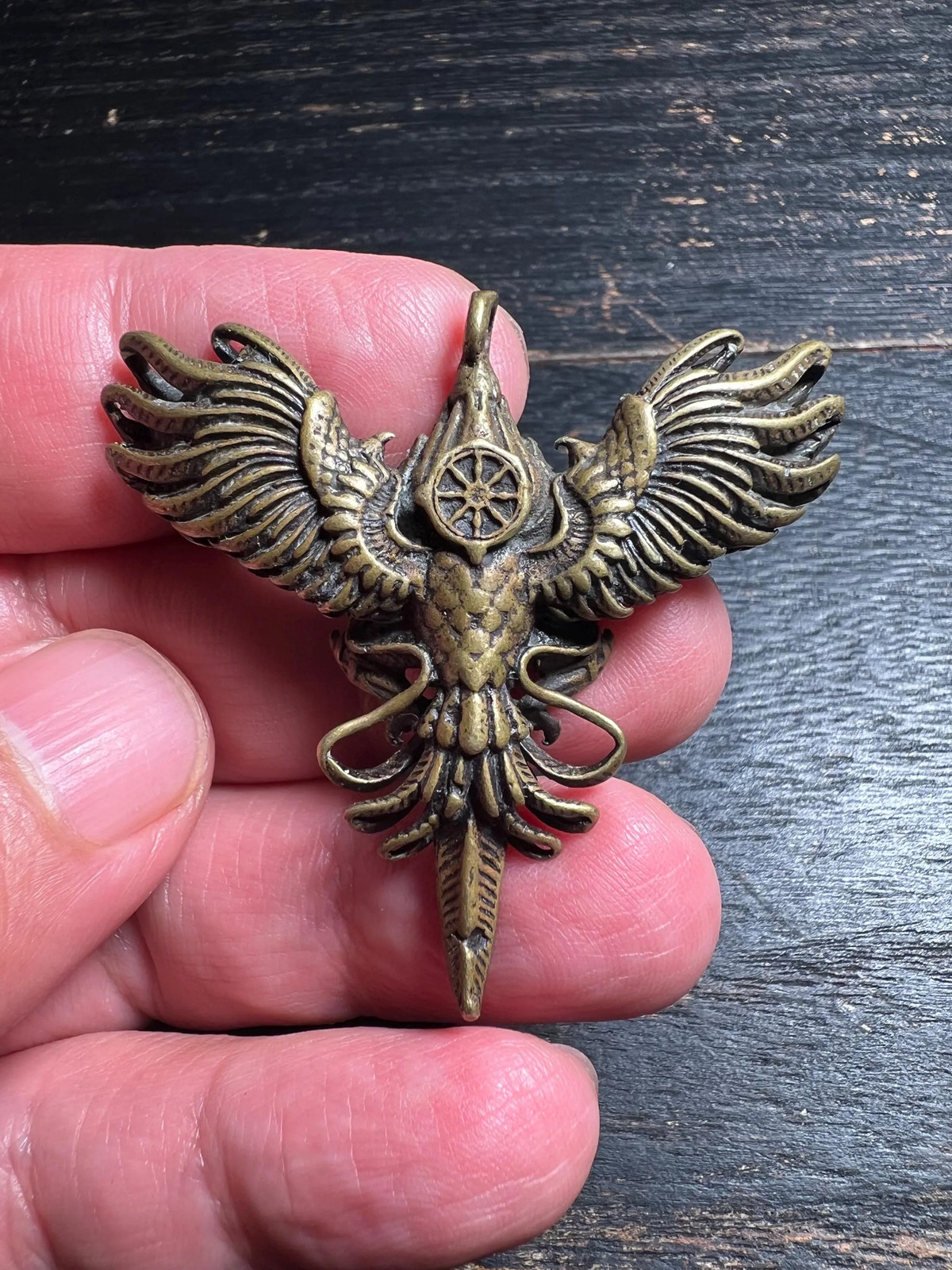Garuda Vajra Amulet Pendant | Tibetan Protector Talisman | Vintage-Style Copper