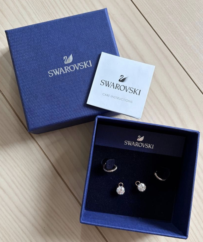 New Swarovski Pierced Earrings Drop Jacket Set Box