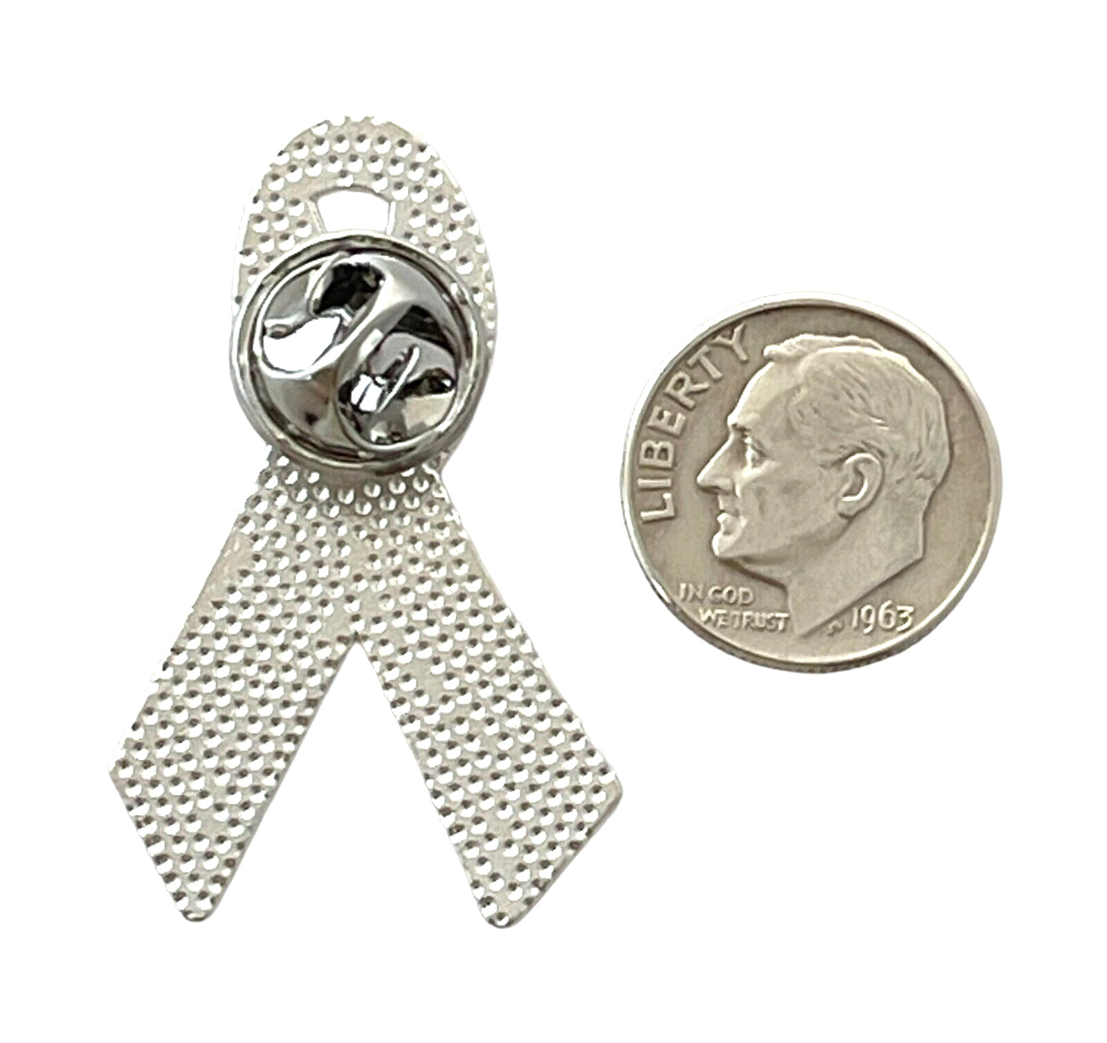 Pink Breast Cancer Awareness Hope Ribbon Silver Lapel Spot Pin Brooch 26mm