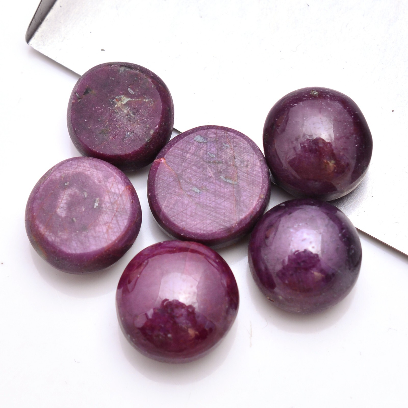 6 Pcs Natural Ruby 11.09mm-12.81mm Untreated Cabochon Loose Gemstones Wholesale