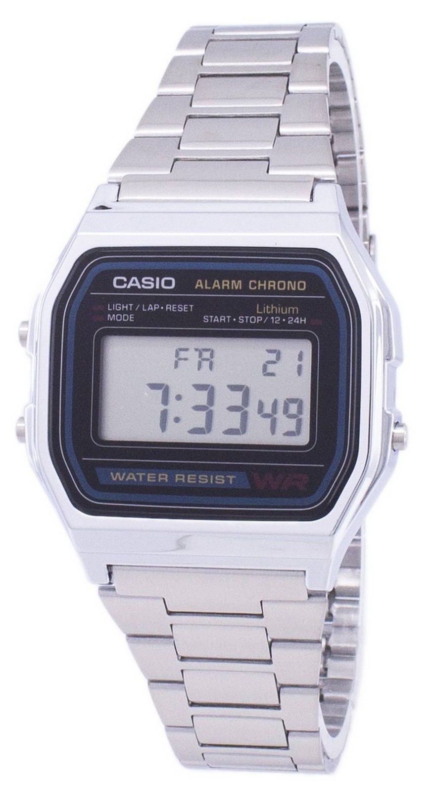 Casio Digital Stainless Steel Daily Alarm A158WA-1 Men’s Watch A158WA-1DF