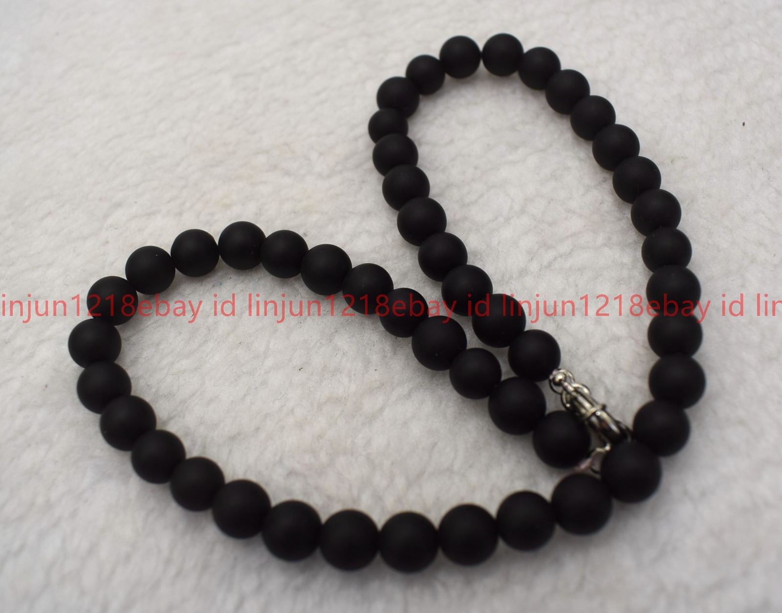 Natural Beautiful 8mm Black Matte Agate Round Gemstone Beaded Necklace 16-32in