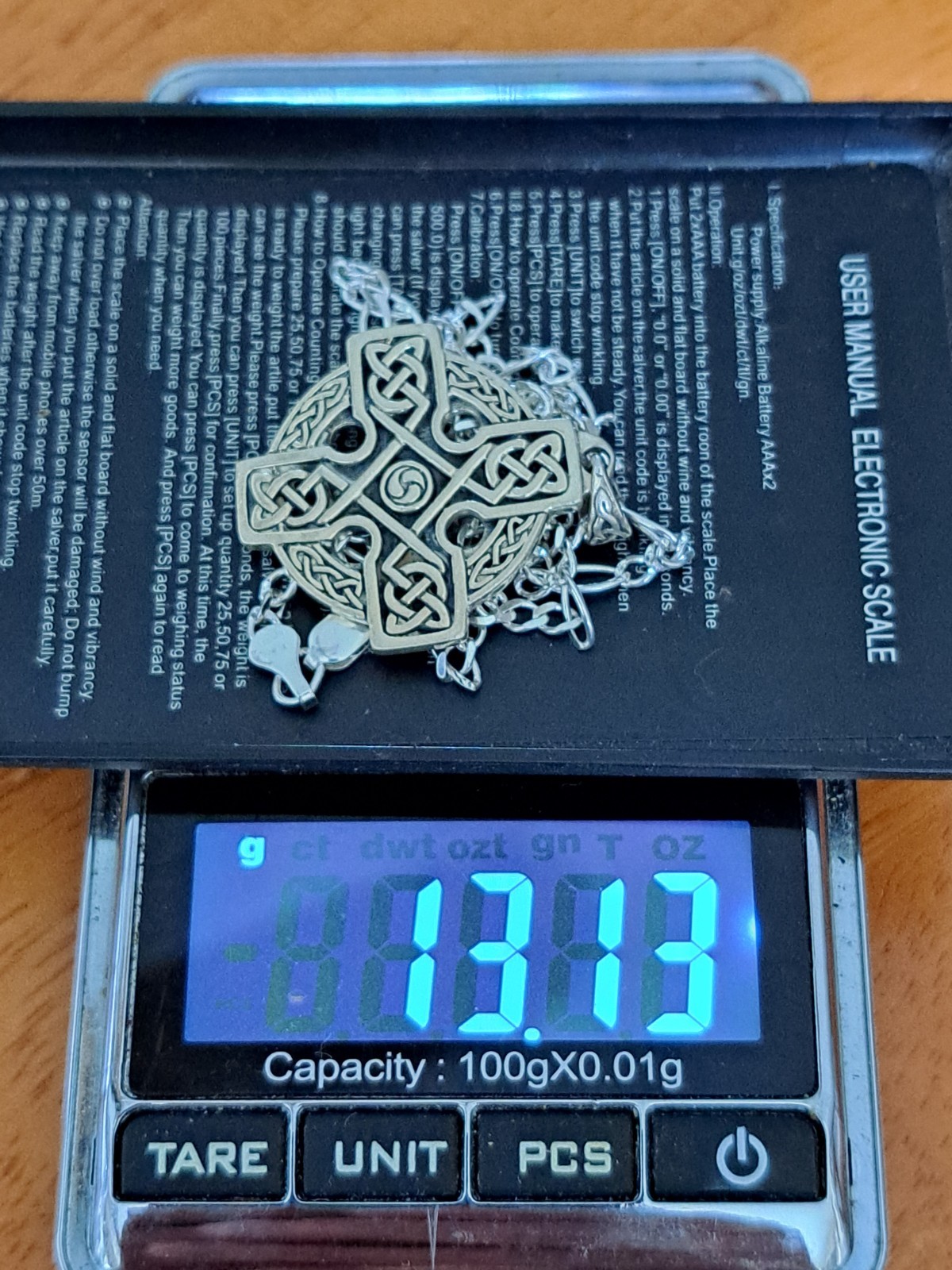 Vintage Peter Stone Sterling Silver Celtic Cross Triskele Pendant Necklace