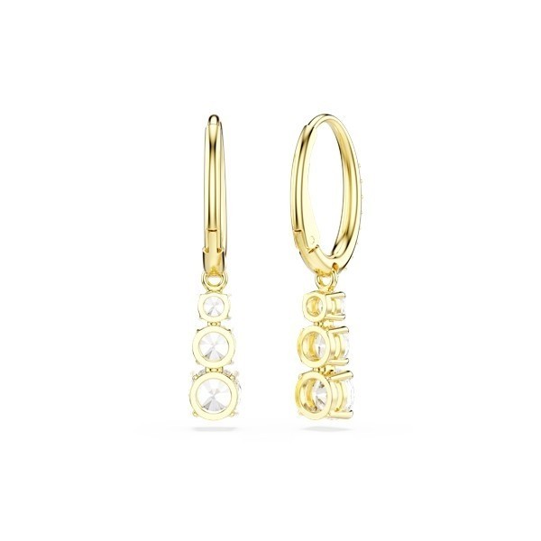 Swarovski Stilla Attract Hoop Earrings Round Cut White, Gold-Tone Plated 5723300