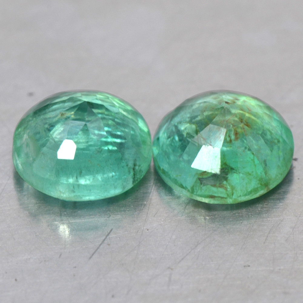 Natural Top 6 mm Rich Green Emerald Round Cut Pair 1.68 Cts Zambia Gemstone Sale
