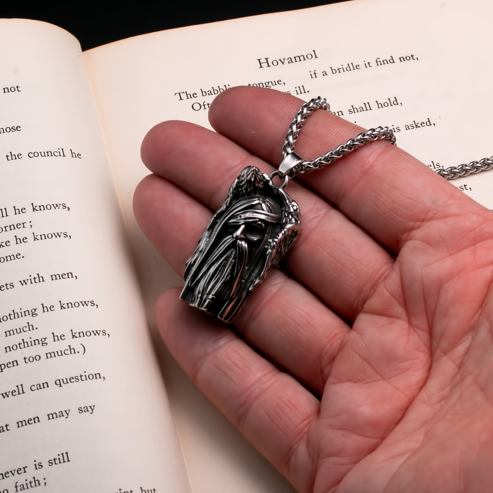Viking Odin Ravens Stainless Steel Pendant Necklace