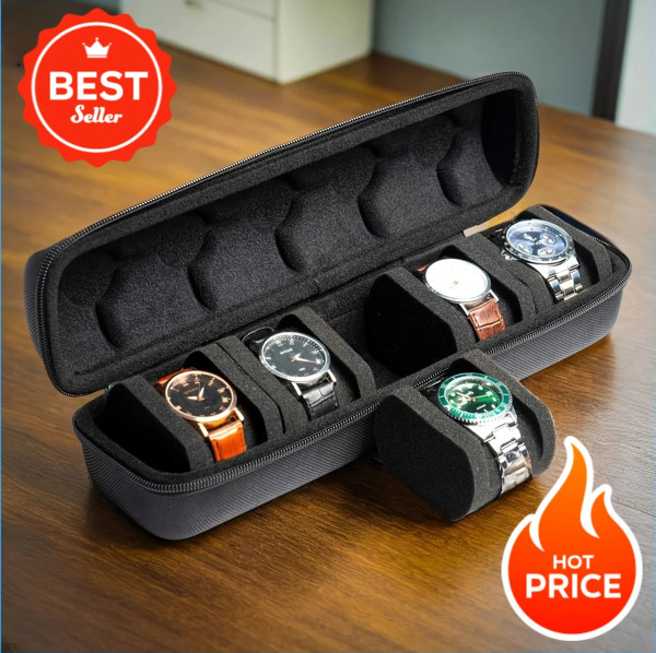5 Slots Travel Watch Roll Case Wristwatch Display Case Watch Storage Box