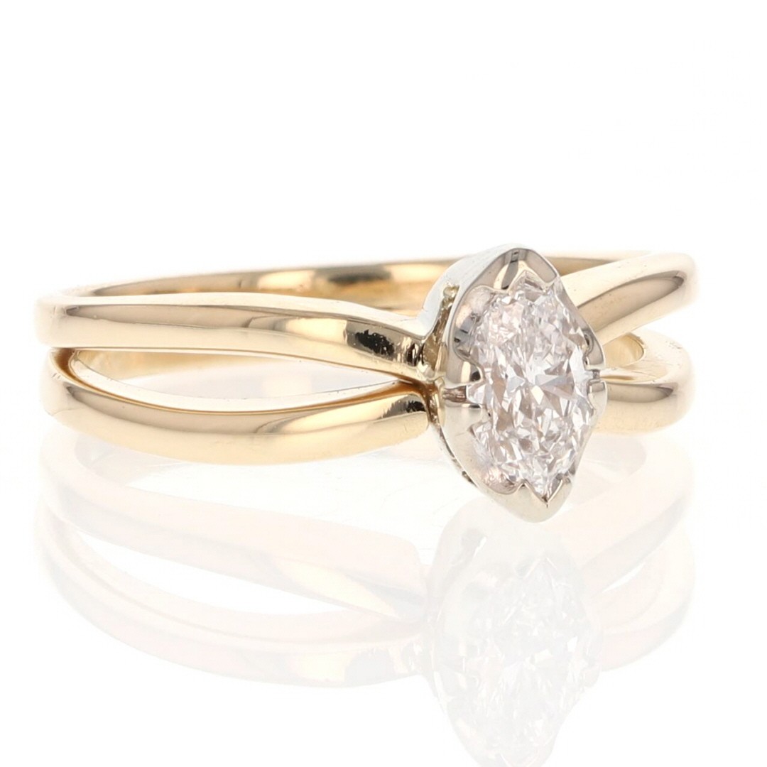 .31ct Marquise Cut Diamond Split Shank Engagement Ring 14k Yellow Gold Size 5