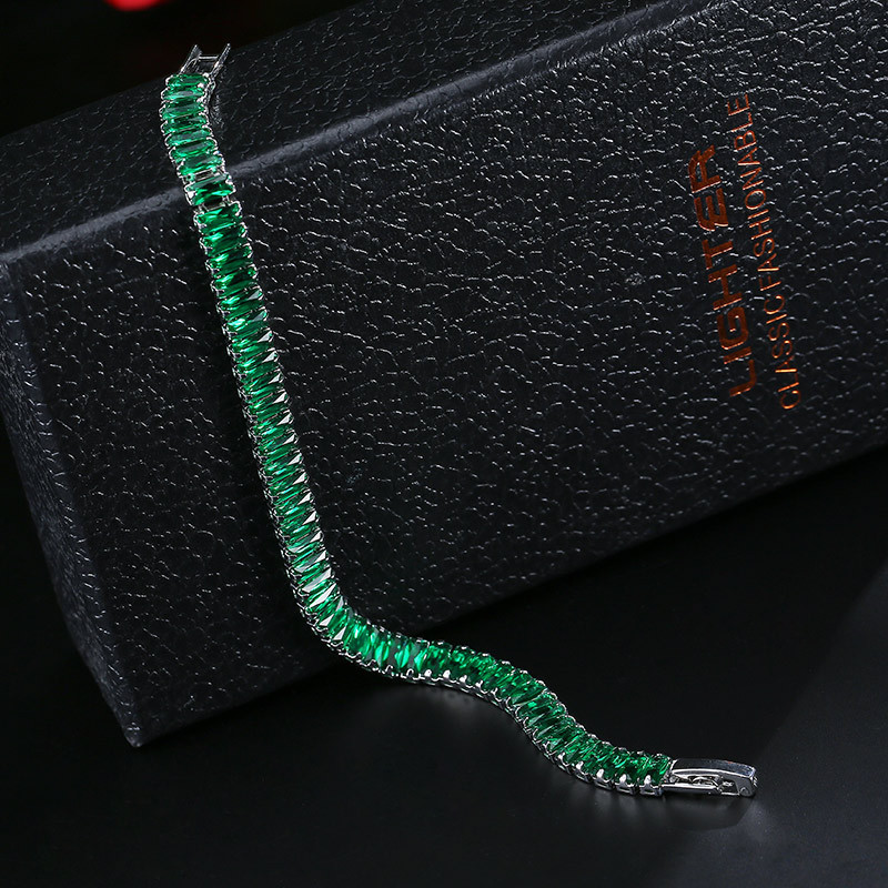 New Xmas Women Party Jewelry Green Citrine Gemstone Silver Bracelets Handchain