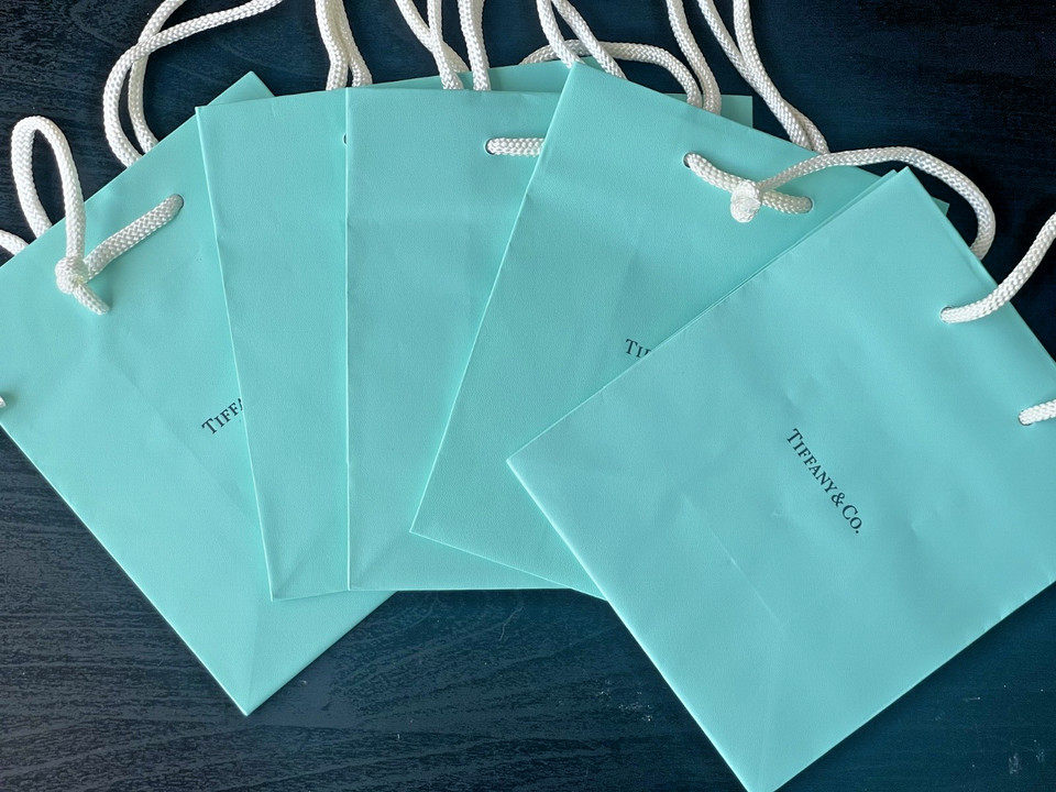 New TIFFANY & CO. 5x Blue Jewelry Bag Small Original Shopping Gift Bag
