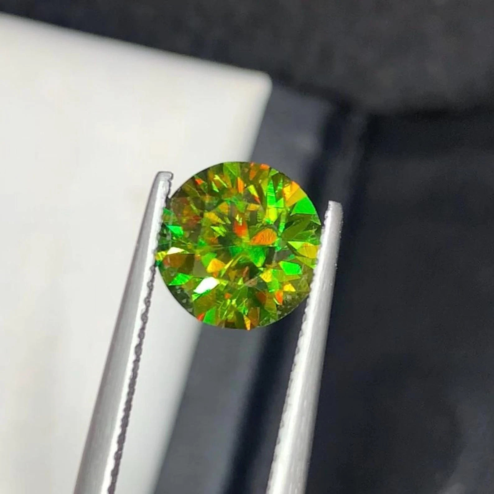 4.50 Ct Natural Full Fire Titanite Sphene Round Cut Gemstone from Pakistan Cert.