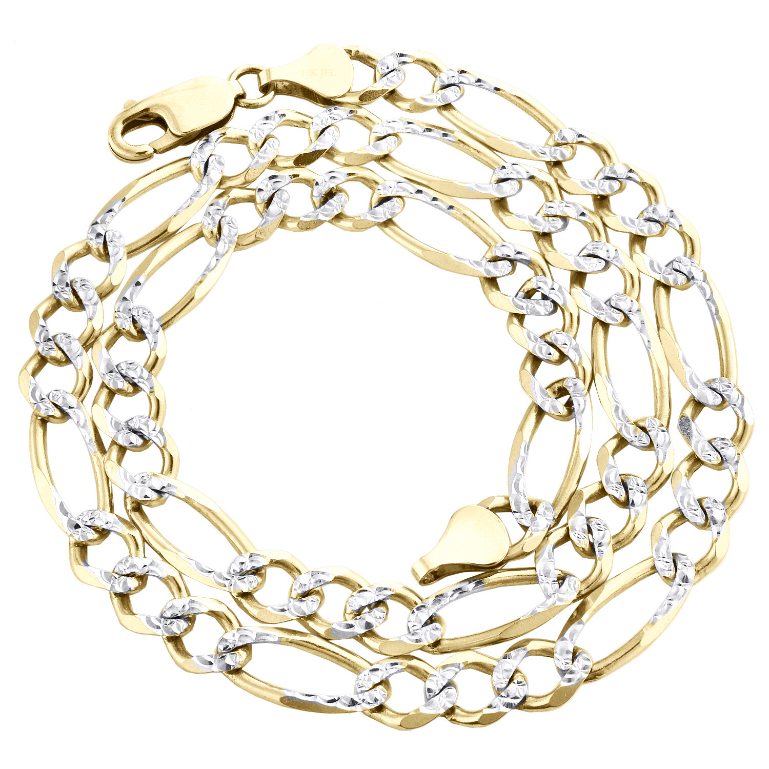 10K Yellow Gold Solid Diamond Cut Figaro Chain 6.50mm Necklace 16 – 30 Inches