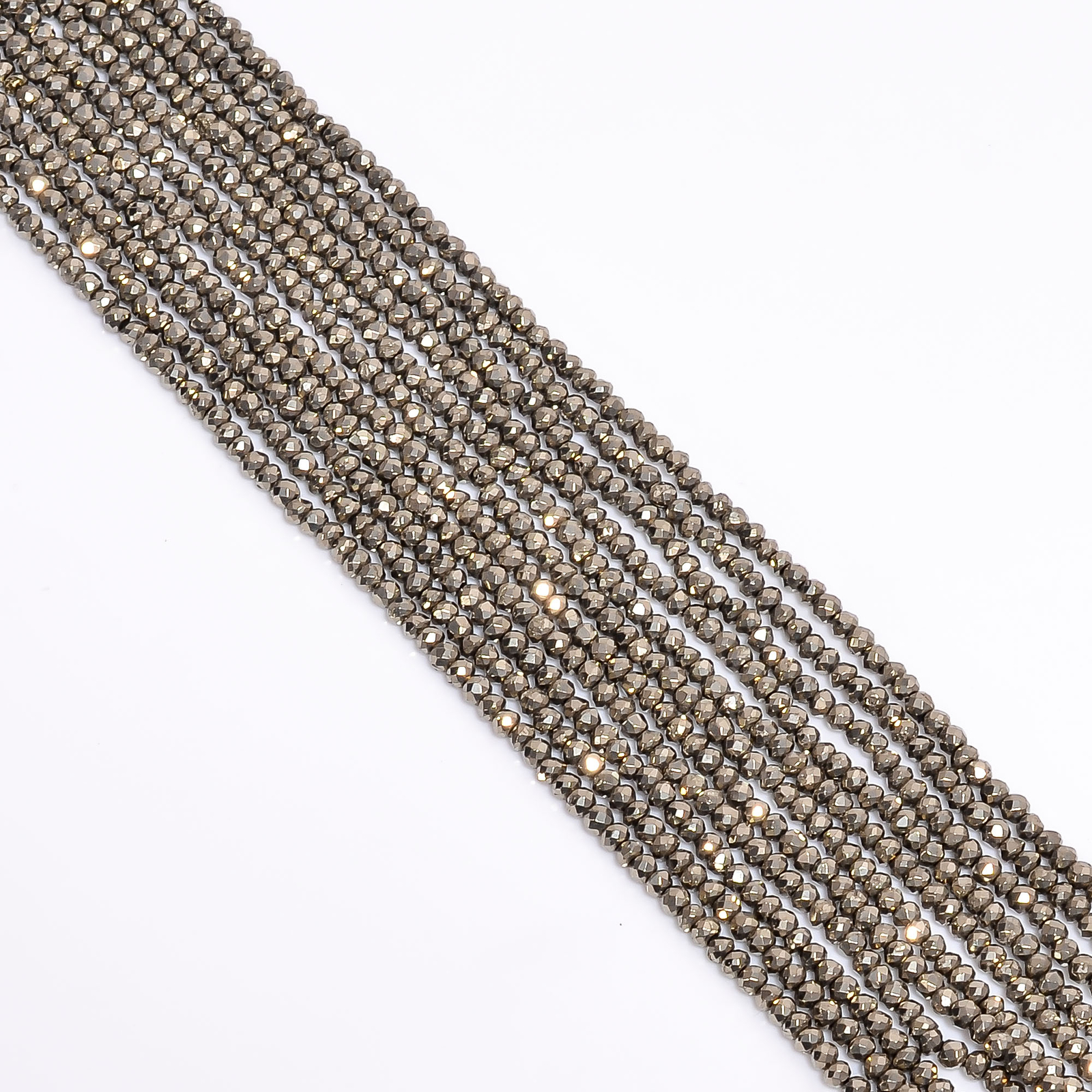 Natural Pyrite Gemstone Rondelle Shape Faceted Beads 3X3 mm Strand 13″ EB-276