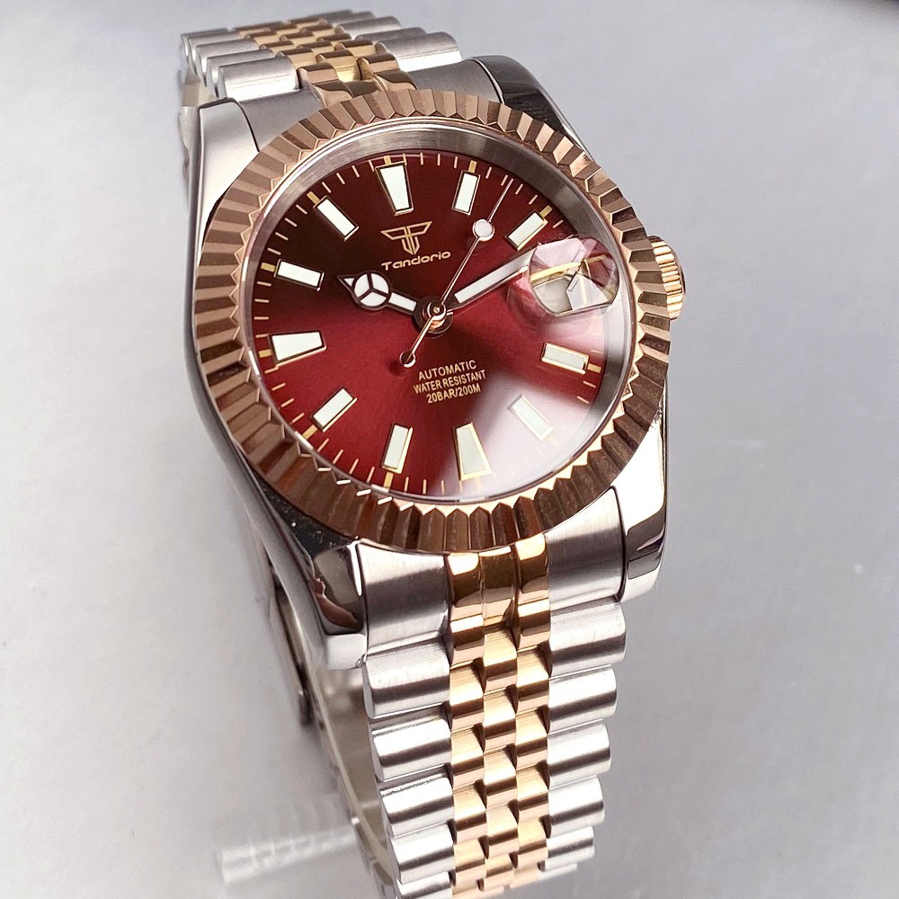 Tandorio 39mm Two-tone Sapphire 20ATM Luminous Automatic Japan NH35 Men Watch