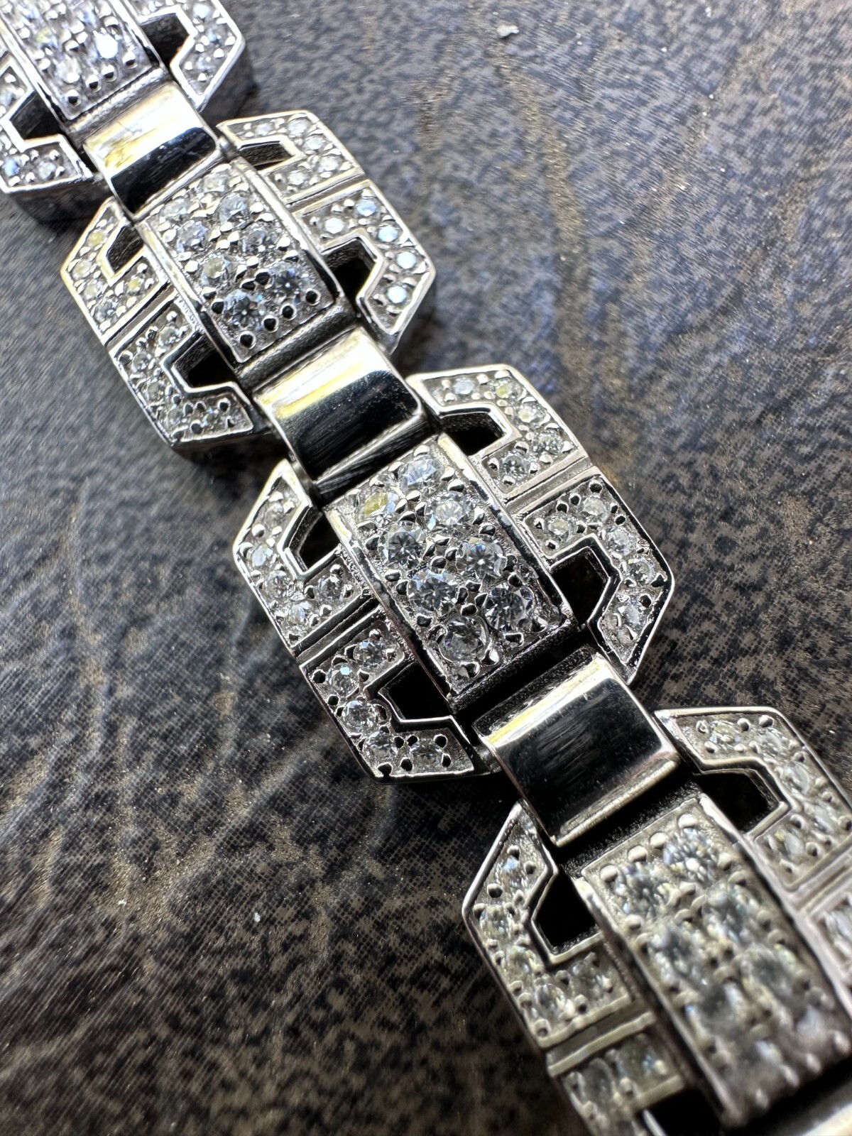 Men’s Moissanite Custom Link Real 925 Sterling Silver Bracelet Passes Tester