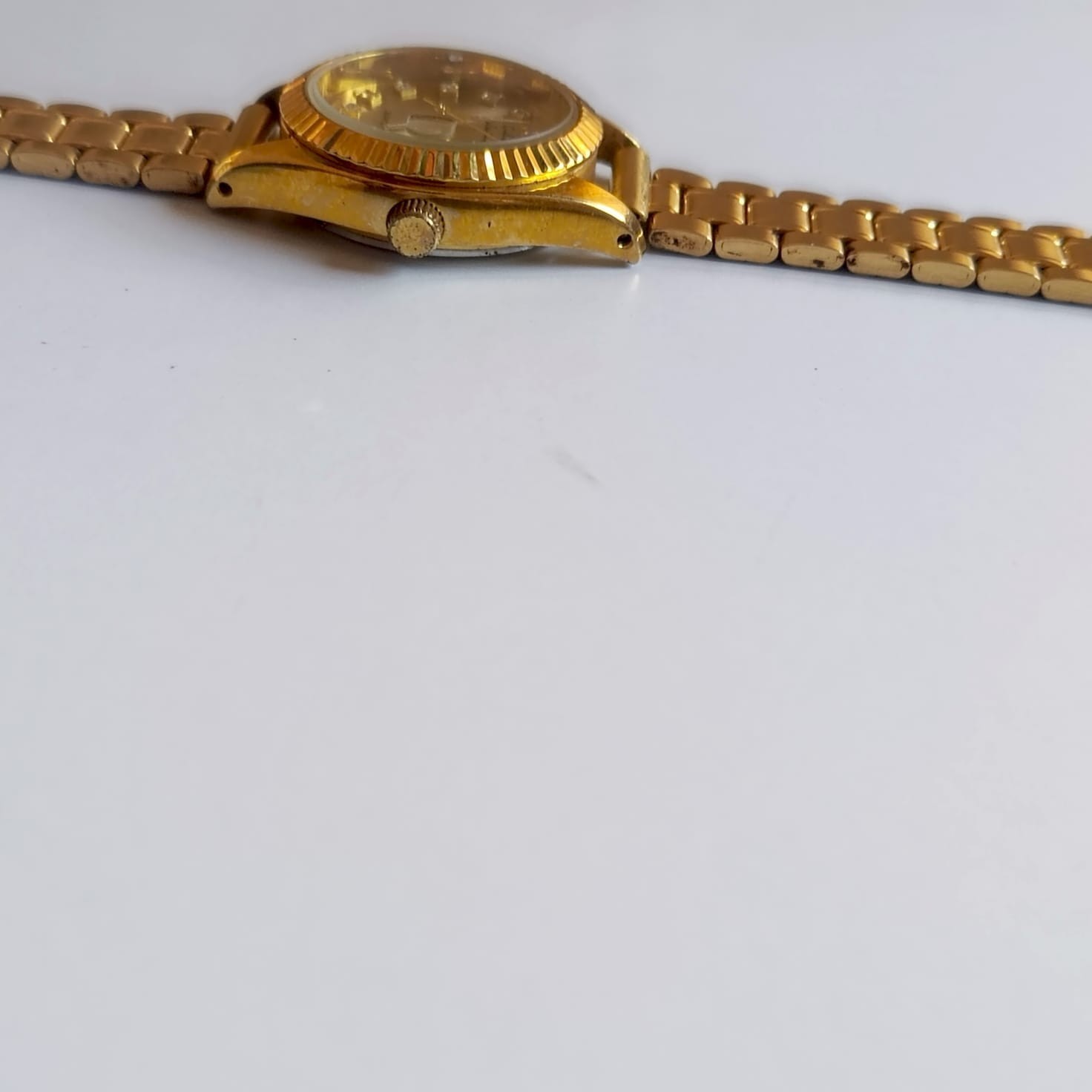 Vintage Giulio Valentino Quartz Watch Gold Tone Diamond Dial Date Datejust Style