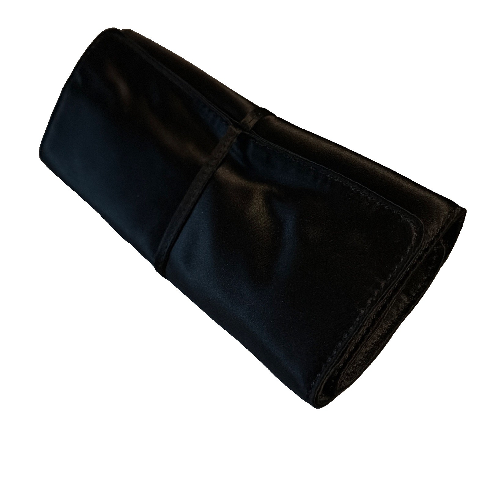J.Crew Black Satin Roll Up Travel Jewelry Organizer Case 3 Zip Pockets