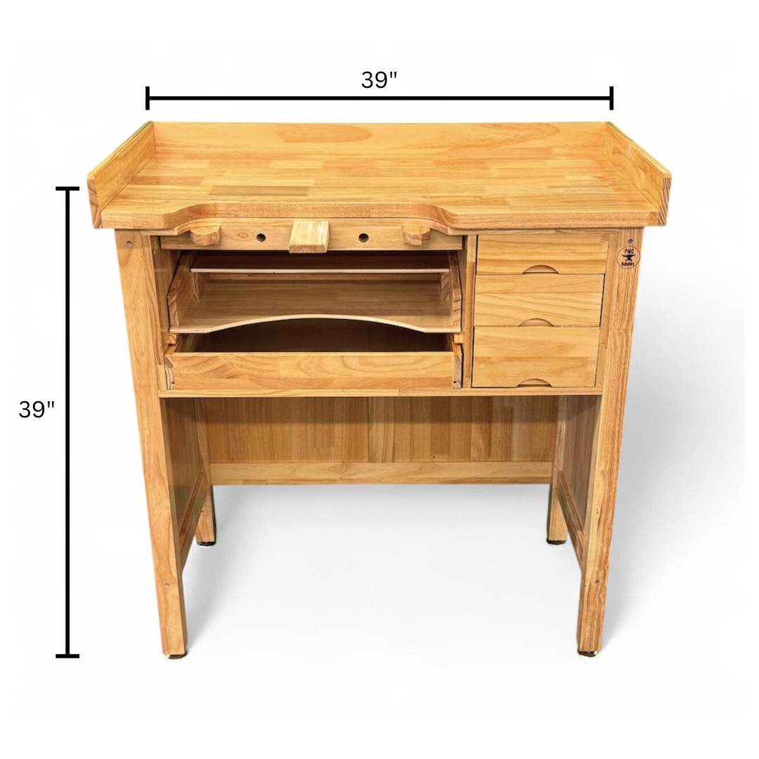 Deluxe Solid Wooden Jewelers work bench Set with Adjustable Chair Jewelry Making