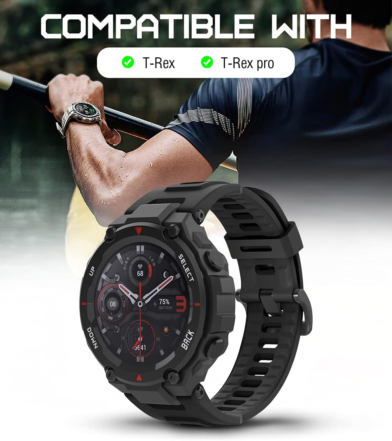 Watch Band Compatible with Amazfit T-Rex/T-Rex Pro Smartwatch, Soft