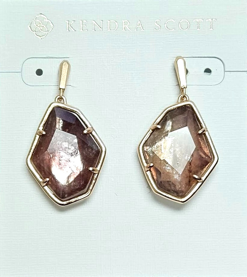 Kendra Scott W1156 Rose Gold Sable Mica Dax Faceted Geometric Drop Earrings