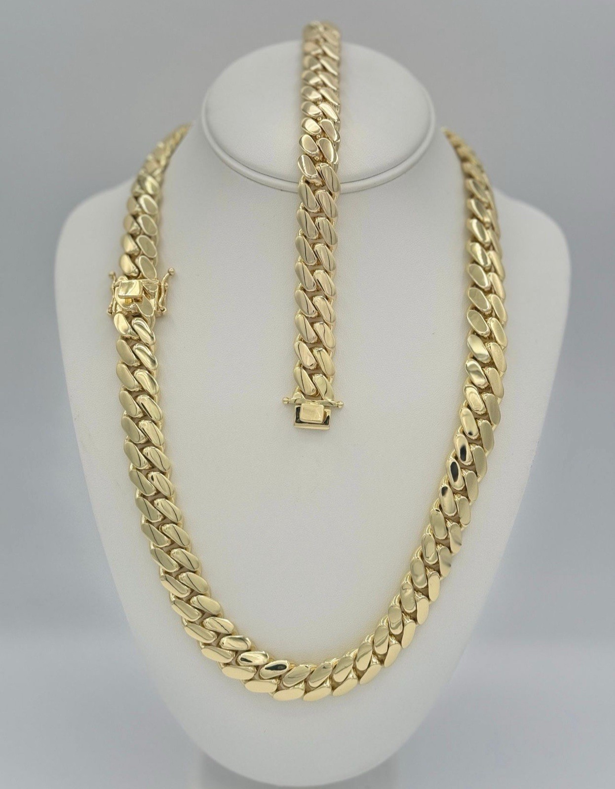 12mm Cuban Gold Bonded Set Chain And Bracelet +FREE RING